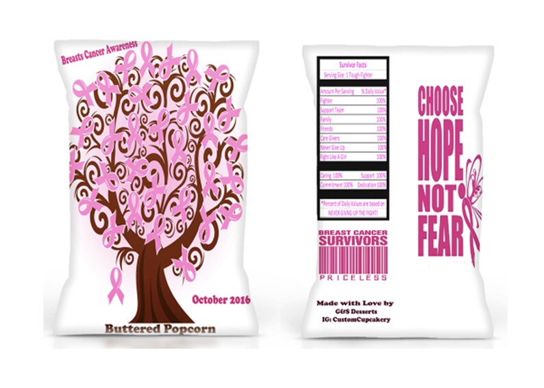 Chip Bag Template Breast Cancer Popcorn Bag Etsy
