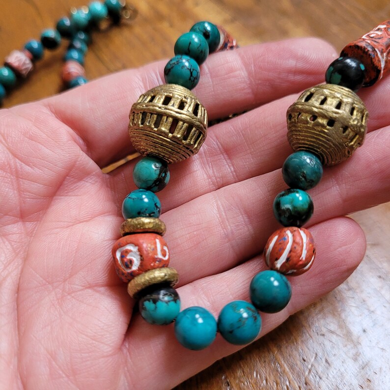 Artisan Crafted African Trade Beads and Turquoise Bright Bold - Etsy