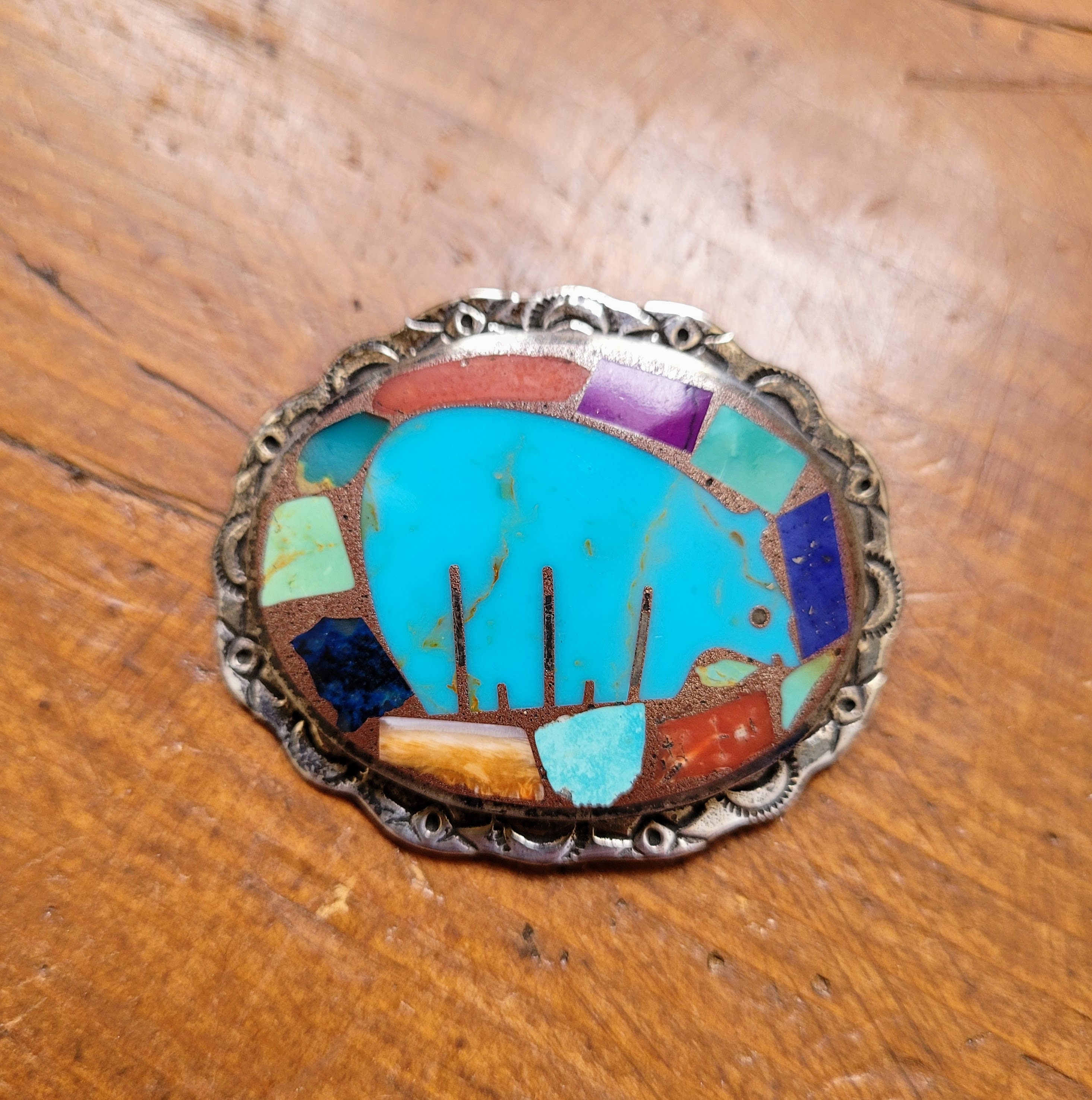 Rare Longer Symbolic Brownbear Vintage Sterling Silver Native American Navajo Necklace Rare Longer Symbolic Brownbear Vintage Sterling Silver Native American Navajo Necklace