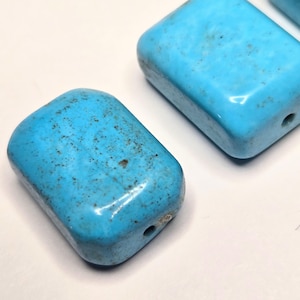 Magnesite Gemstone Chunky Rectangular Beads 20mm by 15mm Faux Turquoise for Jewelry Making Necklace Bracelet Earrings Dyed Kingman Blue