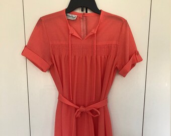 Bleeker Street 1970's Coral Gauze Dress