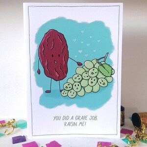Vous avez fait un travail de Raisin me ! Carte de voeux / père / mère A5