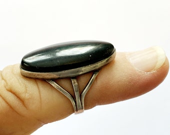 Sterling silver Native American ring with black onyx and turquoise AS IS # 2233 T1