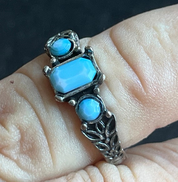 Turquoise set in a Traditional tree Stone Pattern… - image 5