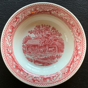 Royal China Memory Lane Cereal / Soup Bowl 8 3/8” Transferware Vintage Ironstone Oak and Acorn Border
