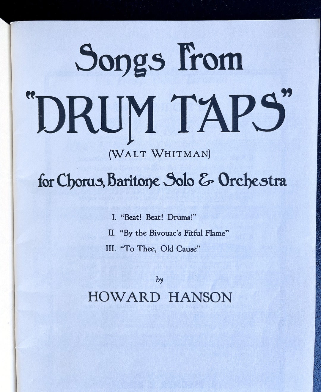 Songs From drum Taps Walt Whitman Sheet Music Howard Hanson Etsy