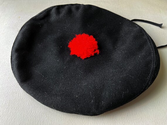 Black Wool Beret with a Red Pompom Military Beret - image 2