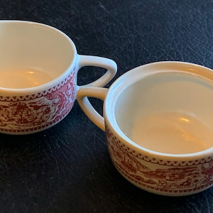 Royal China Memory Lane Lidded Sugar No Lid and Creamer Transferware Vintage Ironstone Oak and Acorn Border