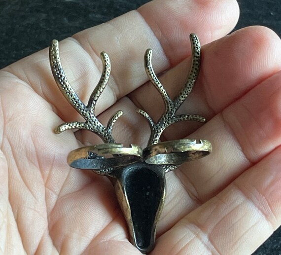 Ultimate Stag Deer Head Antlers Ring Two Finger R… - image 3