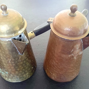 Hammered Copper / Brass Vintage Antique Turkish Coffee Pot Cezve Two Tea Pots   B5