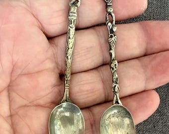 Two Vintage Ornate Figural Service Italian Gothic Silverware        SS364