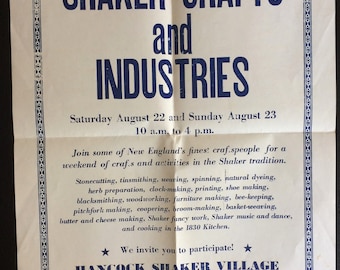 Hancock Shaker Village Poster, Crafts & Industries Festival, 1979 1980
