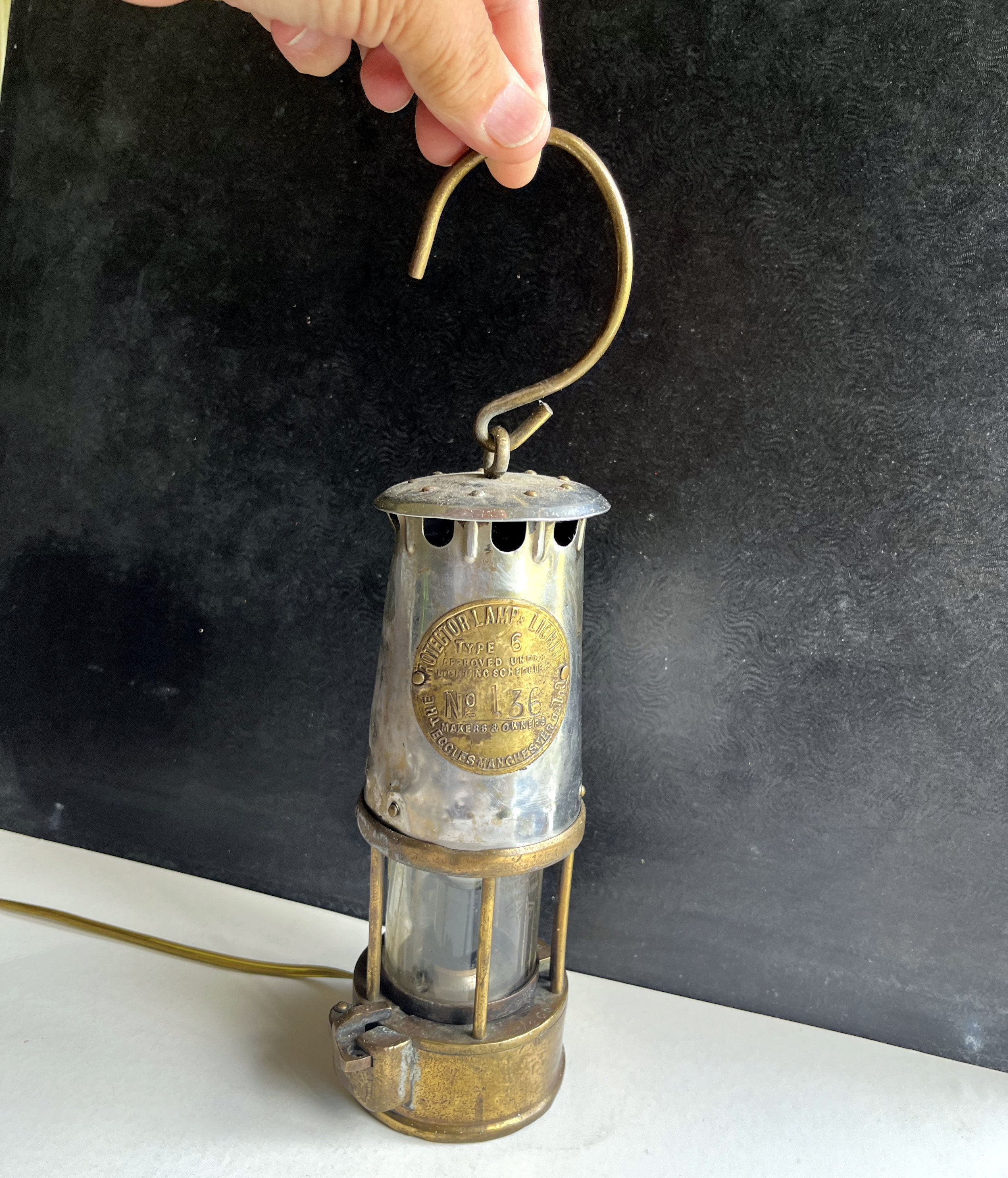 VINTAGE E. Thomas & Williams BRASS MINERS LAMP / LANTERN Gas Light ANTIQUE