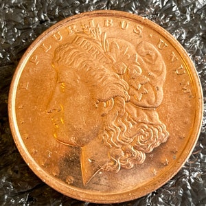 Morgan 1 Ounce Copper Art Round Eagle on Reverse USA Beautiful AVDP .999  HT952*