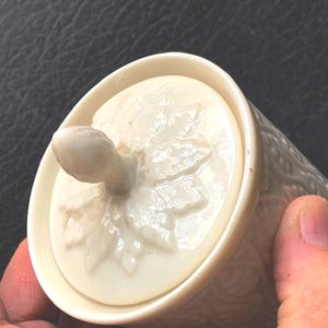 Lenox China Porcelain Made in USA LENOX CHINA Jam Jelly Condiment Jar and Lid Embossed Leaf Pattern