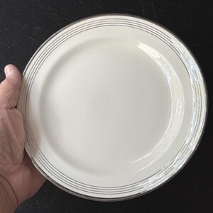 Homer Laughlin 1940s Eggshell 3 Platinum Rings Nautilus Vintage 8 1/8” Plates        GGC1