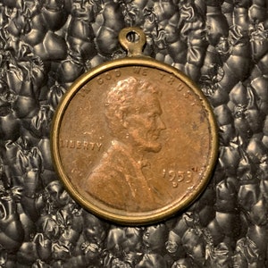 Old Penny in an Old Bezel 1953D For Necklace or Charm Bracelet - A Penny for your Thoughts CT353D