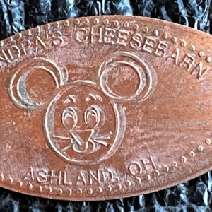 Grand-père Cheese Barn penny allongé souvenir penny penny écrasé Ashland Ohio penny roulé HT11531