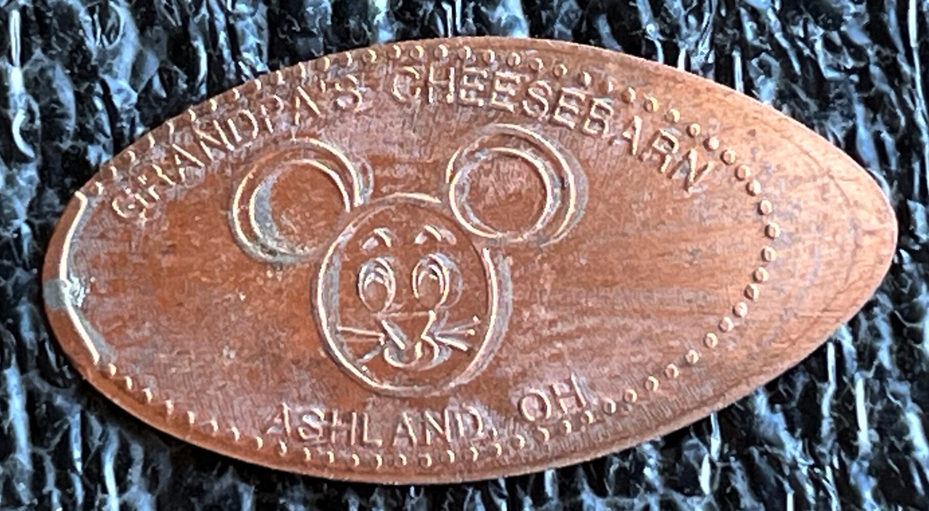 Grandpas Cheese Barn elongated penny Keepsake Penny Squished penny Ashland Ohio Rolled Penny HT11531