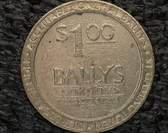 Bally's Park Place Casino Hotel and Tower Atlantic City NJ Casino One Dollar Chip Silver Tone Token T34