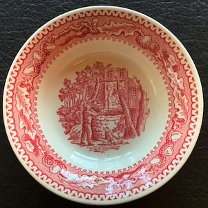 Memory Lane Royal China Fruit Dessert Sauce Bowls 5 1/2” Vintage Ironstone Oak and Acorn Border Pink