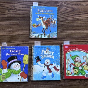 Little Golden Books The Littlest Christmas Elf Frosty Snowman Rudolph the Red Nosed Reindeer 4 Total