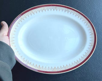 Vintage Myott Meakin Royalty Platter Burgundy Border 12 3/8"