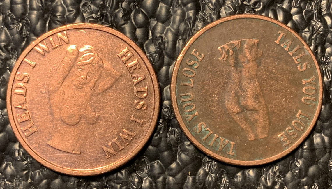 Heads I Win Tails You Lose Flipping Coin Copper Coin Novelty Etsy