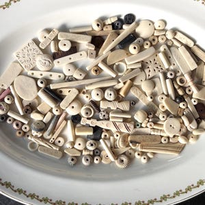 Handmade Water Buffalo Bone Beads Mix, Carved Charms, Pendants, Spikes, 8oz Lot      BHW