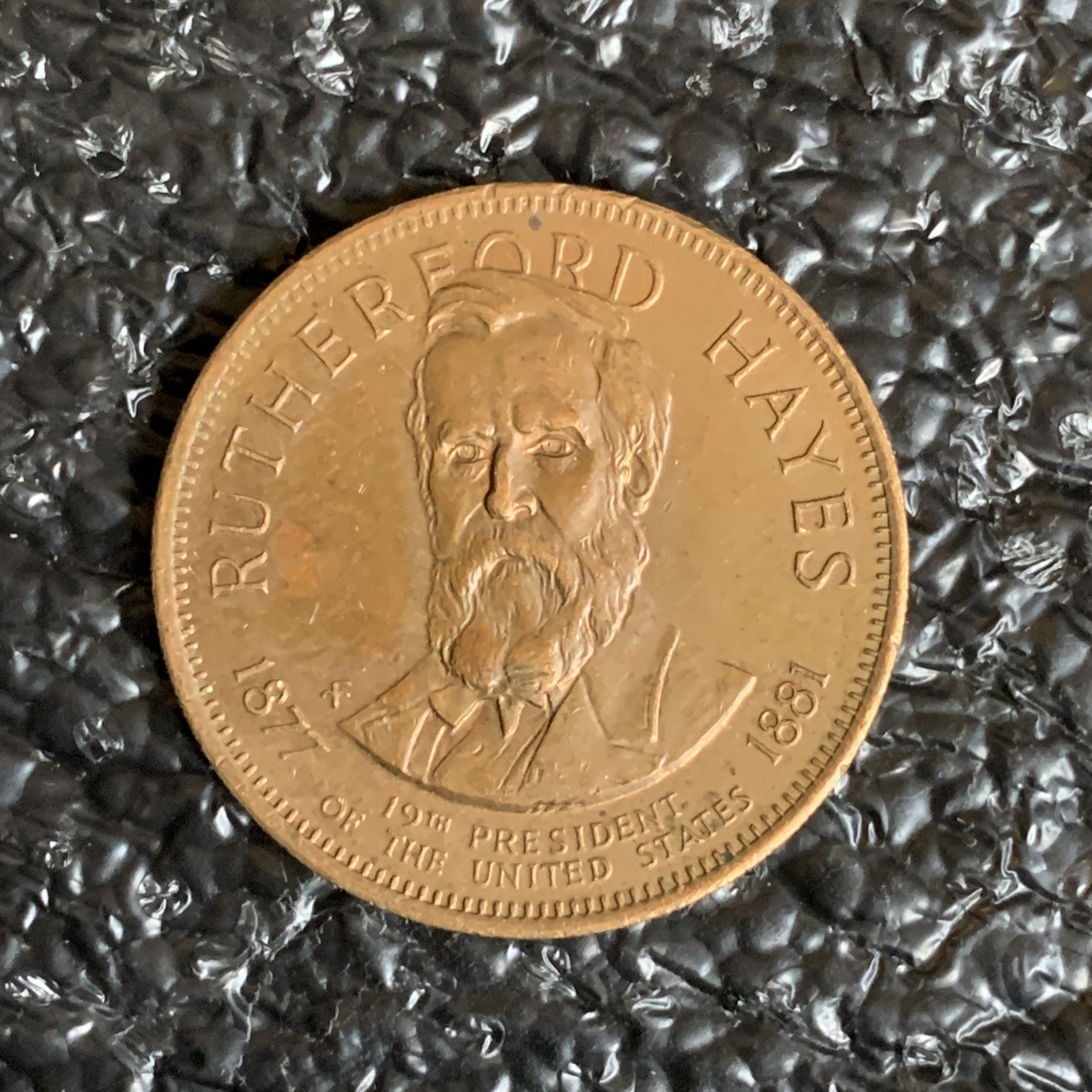 Rutherford Hayes 19th President Gold Tone Metal Coin