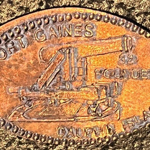 Canon de 32 livres Fort Gaines penny allongé Dauphin Island Georgia penny pressé HT11023