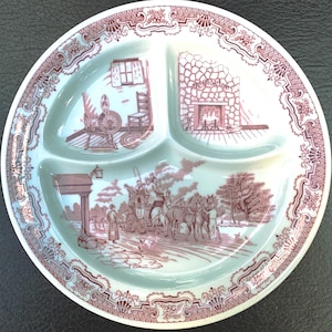 Grille Plate Compartment Plate Iroquois Restaurant China Ye Olde Inn Pink/Red    GAGP