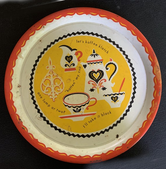 Coffee Tray Kaffee Klatch Hotten My Cup Tin Tray Metal Tray Etsy