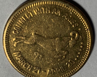 Connect with An Aries Fearless Astrological Sex Token Vintage Novelty Zodiac Coin Brass Token Ram R113