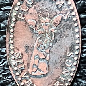 Silver Springs, Floride, parc à thème, girafe, penny allongé, souvenir, penny, penny écrasé, HT11443