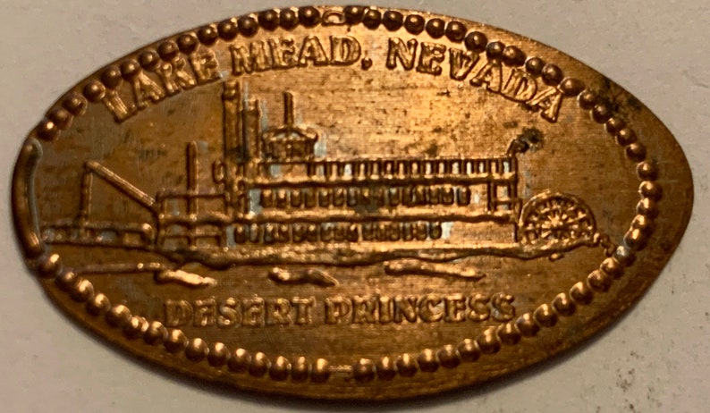 Desert Princess Lake Mead Riverboat Rear Paddle Wheel Steamboat elongated penny keepsake penny Squished Penny Nevada keepsake coin HT5864