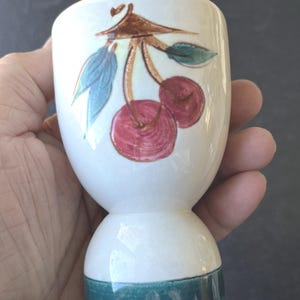 Bing Cherry Egg Cups set of Two Double Egg Cups Golden Tan Interiors (eggC)