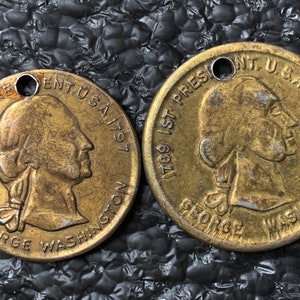 George Washington 1st President 1789-1797 Two Coins Commemorative Medal holed as issued CT342 image 1