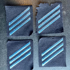 US Navy (E-3) Three Bar Enlisted Blue Service Stripe USN    Four Patches    BEN1 E3
