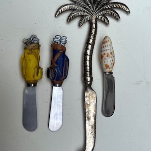 Golf Seashells and a Palm Tree ?- good enough-Fun Cheese Spreaders Butter Spreaders Soft Cheese Knives  101