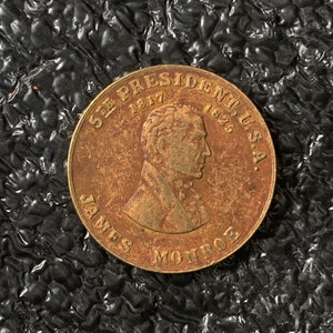 Thomas Jefferson 3rd President Gold Tone Metal Coin – Political History on Reverse One of Several Varieties  CT652