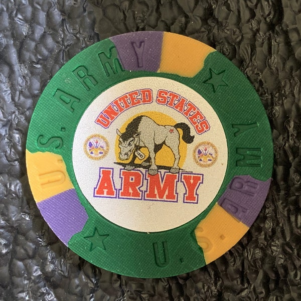 United States Army gREEN Gambling Chip Vintage Poker Chips Casino Gaming Chips TC373