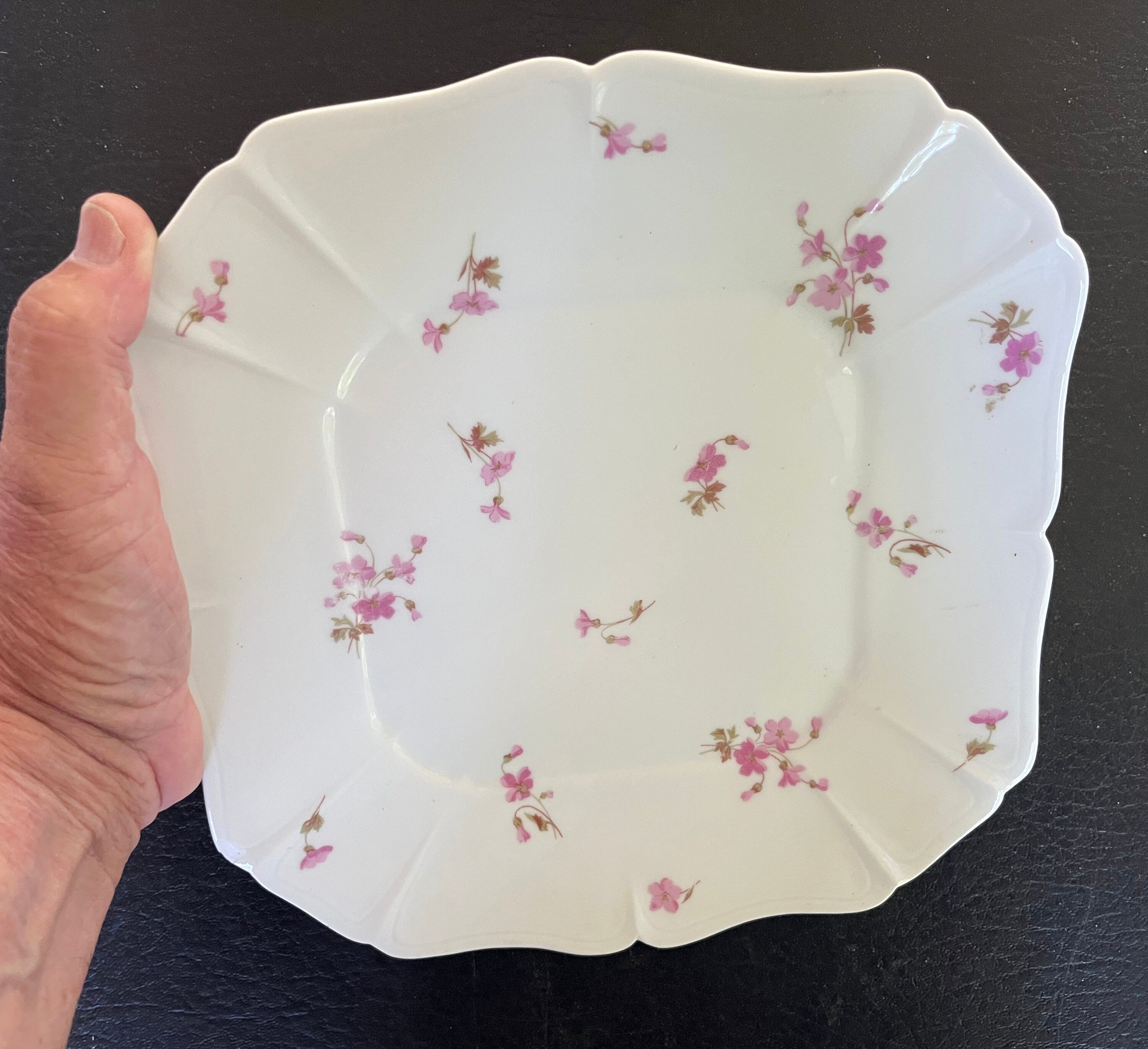 CHF /GDM Haviland Limoges 10” Square Chintz Pink Pastel J.Mc.D.&S