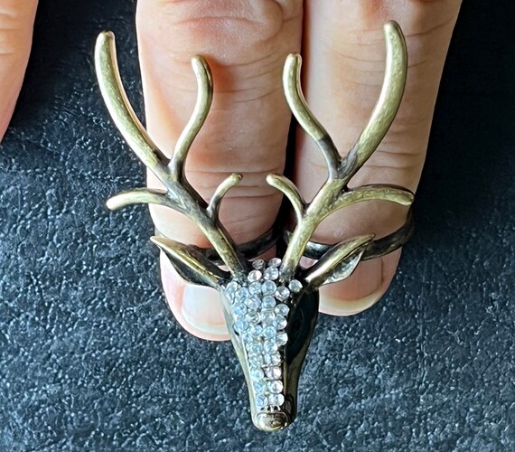 Ultimate Stag Deer Head Antlers Ring Two Finger R… - image 5