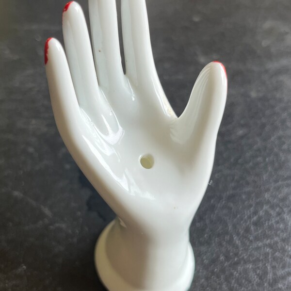 Small Hand Fingers Ceramic Porcelain Ring Jewelry Holder Display All White Minimalism  B22