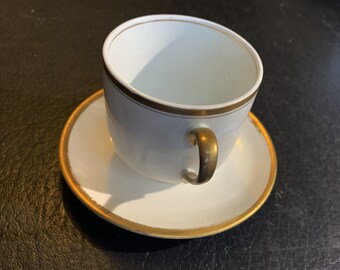 Expresso Cup and Saucer Newfield Pottery 10 Carat Gold Ivory pattern  (B6)