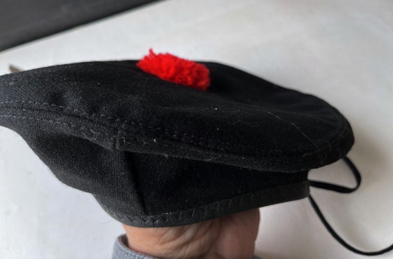 Black Wool Beret with a Red Pompom Military Beret - image 5