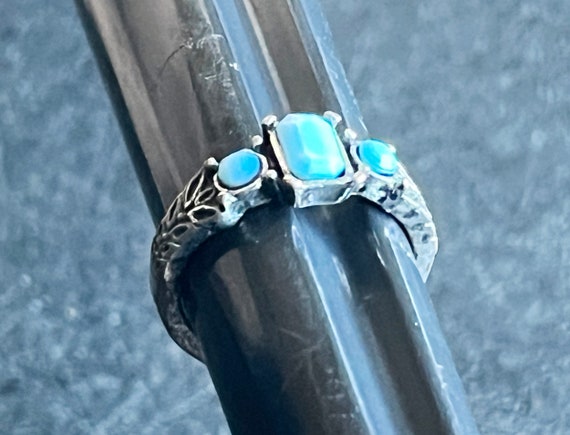 Turquoise set in a Traditional tree Stone Pattern… - image 4
