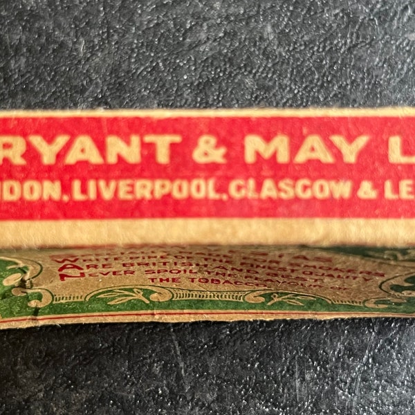 Swan Vestas Cover Stick Matches Matchbox Matchbook Byrant & May British Made  B20