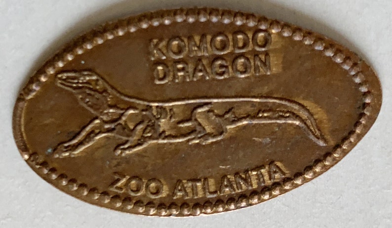 Komodo Dragon Zoo Atlanta elongated penny keepsake penny Squished penny Atlanta Georgia keepsake coin HT9397